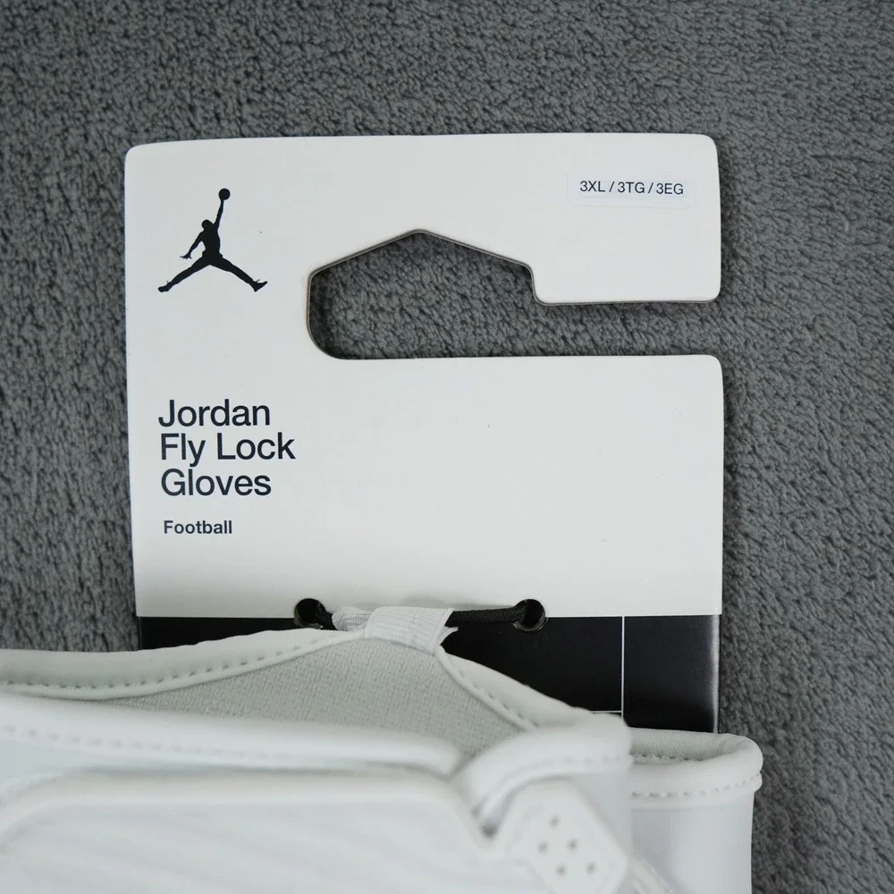 Jordan Fly Lock Football Gloves Men 3XL White Silver Jumpman Logo Receiver